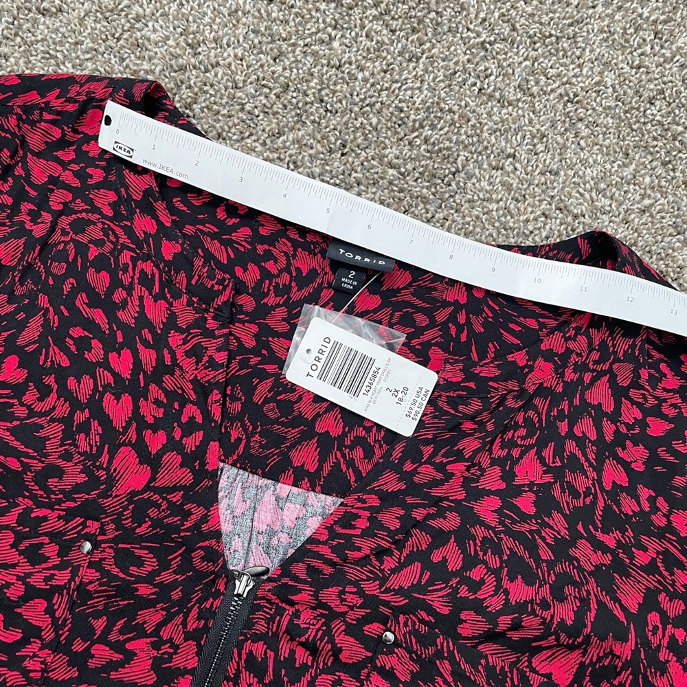 Torrid Red A-Line Midi Dress with V-Neck and Cuffed Sleeves XXL heart Red - Picture 15 of 16